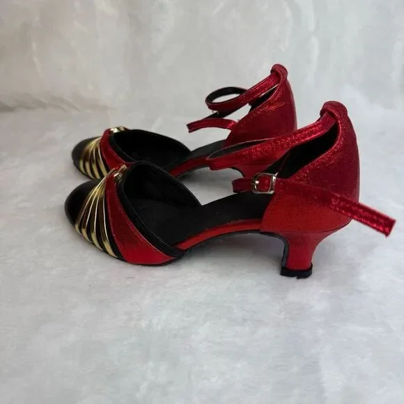 Women's Red Dance High Heel Shoes Size 37 Without Box - Picture 4 of 6